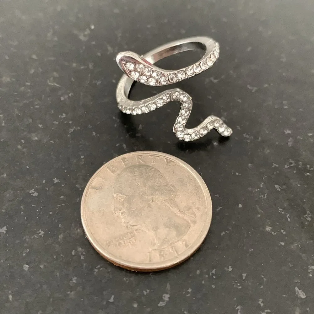 Slither Snake Adjustable Silver Tone Ring